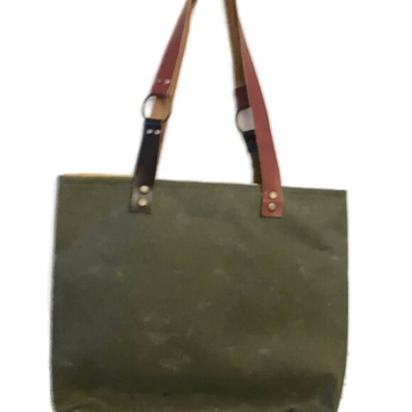Army Green Canvas Small Tote with Rainbow - Picture 2 of 6